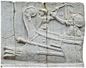 Infanterie de marine représentée sur le monument funéraire de Cartilius Poplicola, Ier siècle av. J.-C., Ostie ©DR