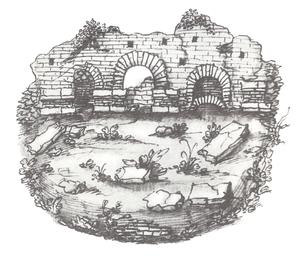 Arcades de lamphithtre (dessin de G. Symeoni, Lorigine et le antichit di Lione, 1559).