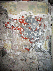 Fragments denduit peint ornant le mur pignon de lancienne maison de Pierre Sala (dbut du XVIe sicle) SA Ville de Lyon