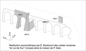 Proposition de restitution des arcades (en gris, les vestiges conservs)  SA Ville de Lyon 