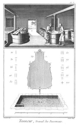 Bassin de prparation du jus de tanne - sources : encyclopdie Diderot et dAlembert, 1771